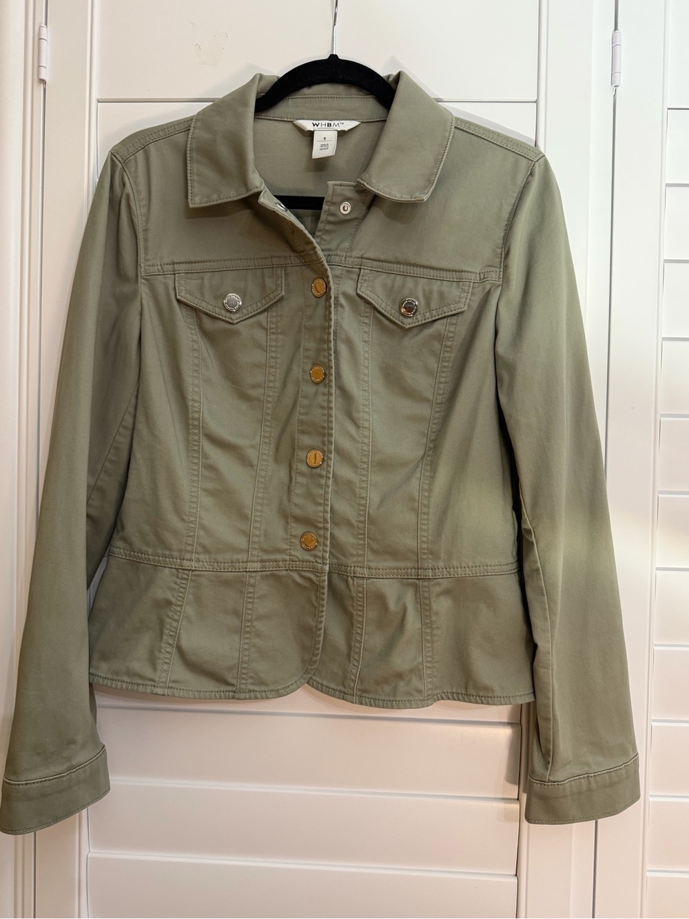 White House Black Market Olive Green Button-Front Jacket